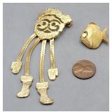 Santa-Ultra Craft & Fish-Trifari Pins