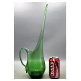 MCM Stretched Green Glass Pitcher