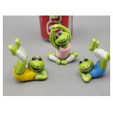 3 Ceramic Aerobic Frog Minis