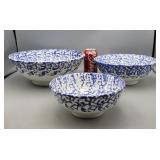 Blue Spongeware Nesting Bowls Made in Italy