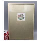 Leaf Lithograph Framed Signed Mixed Media