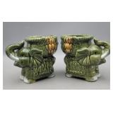Pair of Ceramic Elephant Planters