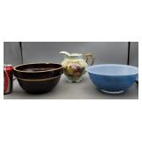 Lefton Pitcher, Pyrex Bowl, Crock Bowl