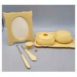 Matching Pic Frame & Dresser Tray & Items