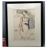 Framed Lady Sketch 16.5' ï¿½ 21' - S. Janson