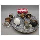 Door Knobs & Enamelware Dish