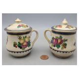 Pair of Booths Custard/Small Cups T.Goode w Lids