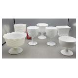 White Milk Glass Pedestal Dishes