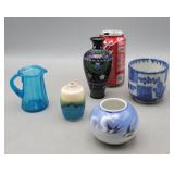 Blue Glass Miniature Pitcher Vases