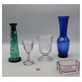 Misc Glass Pieces-Blue Vase & More