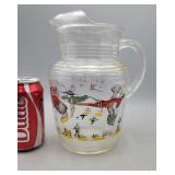 Hazel-Atlas Pheasant-Pattern Glass Pitcher