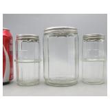 Clear Glass Hoosier Canister Jars w Lids