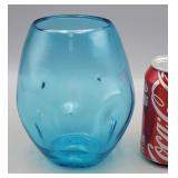 Blue Glass Dimpled Vase