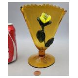 Art Deco Hand-Blown Amber Vase