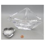 Glass Triangle Bowl - signed Baccarat Crystal