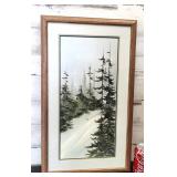 Framed Skiing Painting 14.5'  ï¿½  24.5'