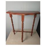 Wooden demilune accent table, 24'H x 10'D x22'W,