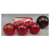 Purple and Red Glass Balls