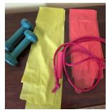 Pair of Weights, Exercise Bands & Rope
