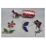 Stained Glass Bird Flower  Butterfly