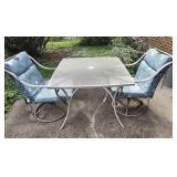 Patio Table & 2 Swivel Chairs 39x39.5