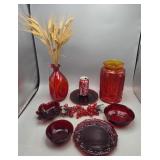 Red Glass Moon Stars Canister Vase Playes