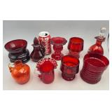 Red Glass Glasses Jug