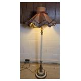 Heavy Marble-Base, Brass Swing Arm Floor Lamp