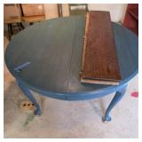 Painted Table w 2 Leaves 47D, each Leaf 9'