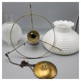 Milk Glass Hobnail Hanging Lamp - needs wired