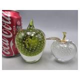 Glass Apples Paperweight Stem is Broke on 1