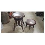 Vintage Wooden Piano Stool w/ Crawl Feet & (1)