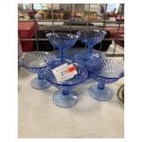 Blue Depression Swirl Dessert Dishes