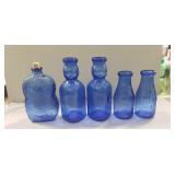 (5) Assorted Cobalt Blue Glass Bottles (Review