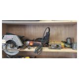 Shelf Lot Of Assorted Power Tools & More