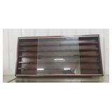(1) Wooden Display Case w/ Glass Doors