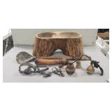 Assorted Wooden Items, (3) Brass Bells & (1)