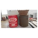 (2) Vintage Metal Tins & (1) Basket