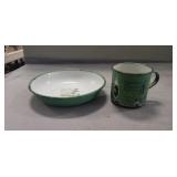 Vintage Enamel Cup & Bowl "Mary Had A Little
