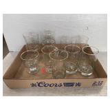 Gold Rim Holly Christmas Glasses