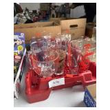 Assorted Coca Cola Glasses & Plastic Crate