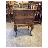 Antique Carved Wooden Sewing Cabinet Stand