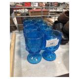 Set of (8) Blue Glass Goblets