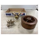 Nautical Sextant, Wooden Wheel & More