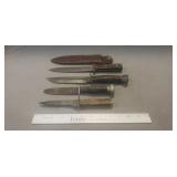 (4) Knives & (1) Leather Sheath