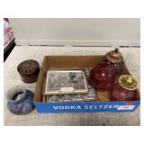 Vtg Oil Lamp, Hershey Bros Garage Advertisement &