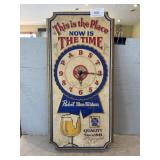 Vtg Pabst Blue Ribbon Clock/Signage