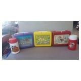 (3) Plastic Lunchboxs & (2) Thermos