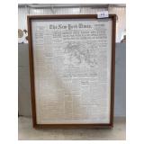 New York Times WWII News Article Replica Piece