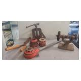 Box Lot Of Assorted Tools Including Ridgid Pipe